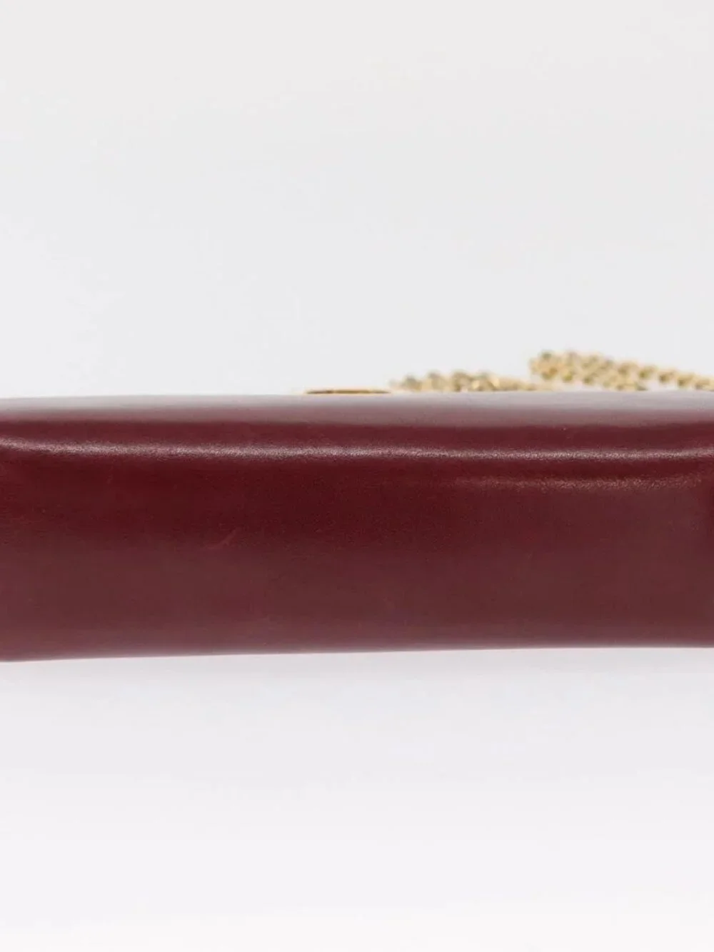 Salvatore Ferragamo Gancini Chain Shoulder Bag Leather Red Gold Auth 165934